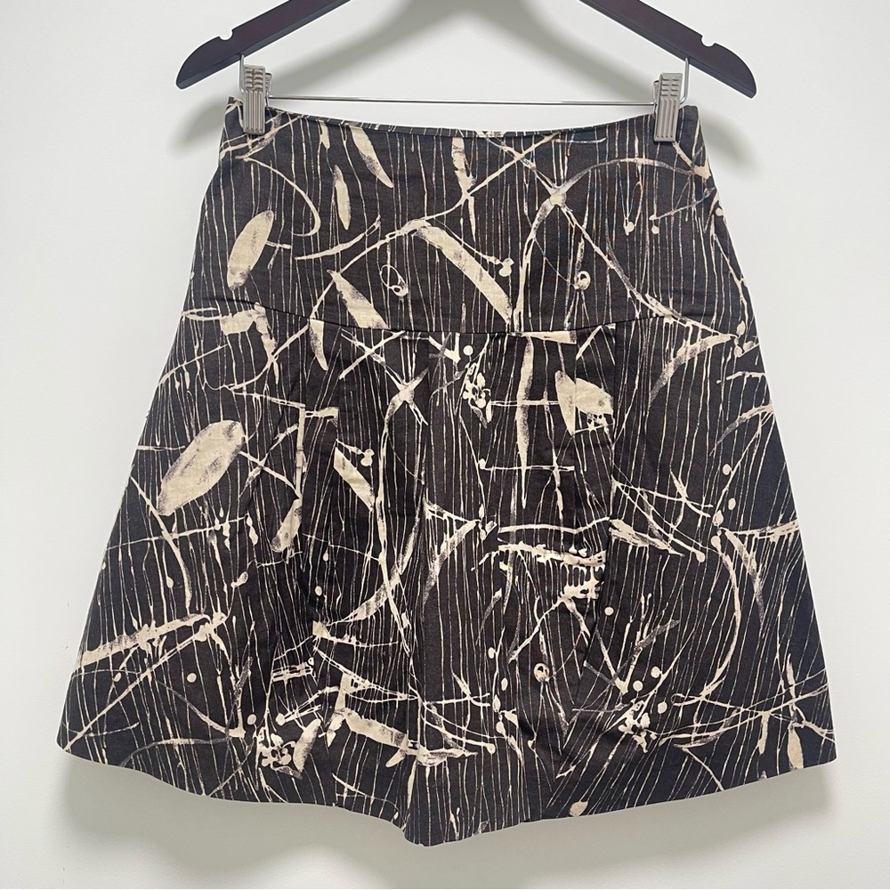 Marni Abstract Printed Pleated Black Cream A-Line Skirt Size IT 40 US 4 - Picture 2 of 12
